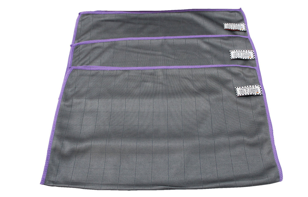 Microvezeldoeken carbon fiber Grijs/Mauve - 3  stuks