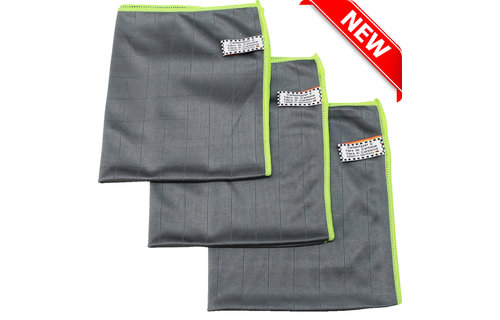 Microvezeldoeken carbon fiber Grijs/Groen - 3  stuks