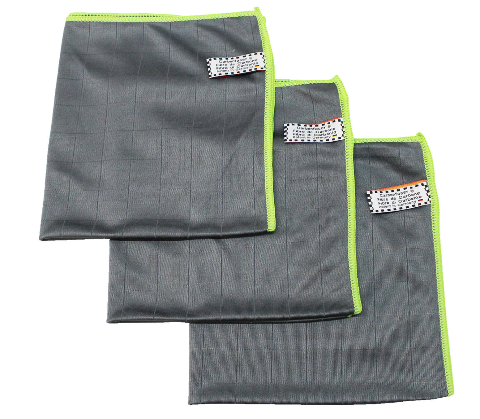 Microvezeldoeken carbon fiber Grijs/Groen - 3 stuks Microvezeldoeken carbon fiber Grijs/Groen - 3 stuks