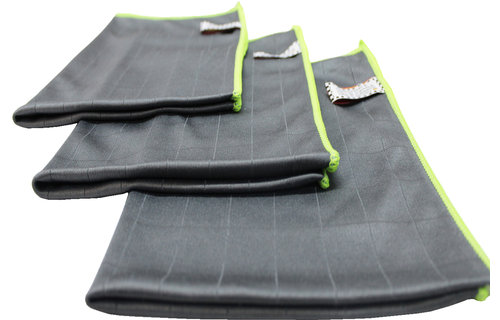 Microvezeldoeken carbon fiber Grijs/Groen - 3  stuks