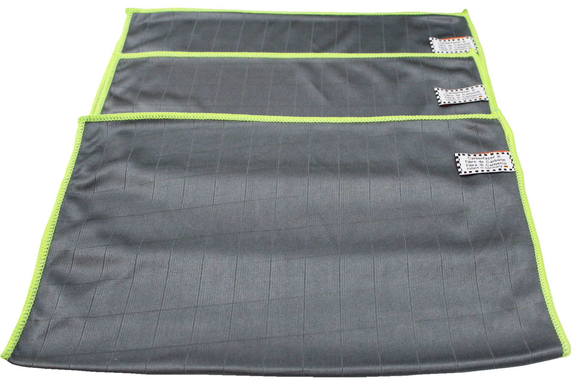 Microvezeldoeken carbon fiber Grijs/Groen - 3 stuks Microvezeldoeken carbon fiber Grijs/Groen - 3 stuks