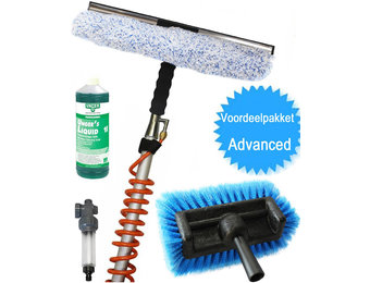 Telescoopsteel tot 8 meter met waterdoorlatende inwasser 40 cm + zachte borstel en extra gratis cleaning soap