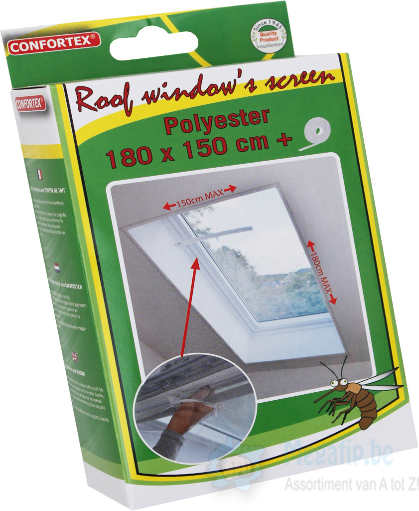 Vliegengaas voor dakvensters 150x180 cm.  Wit Vliegengaas voor dakvensters 150x180 cm.  Wit