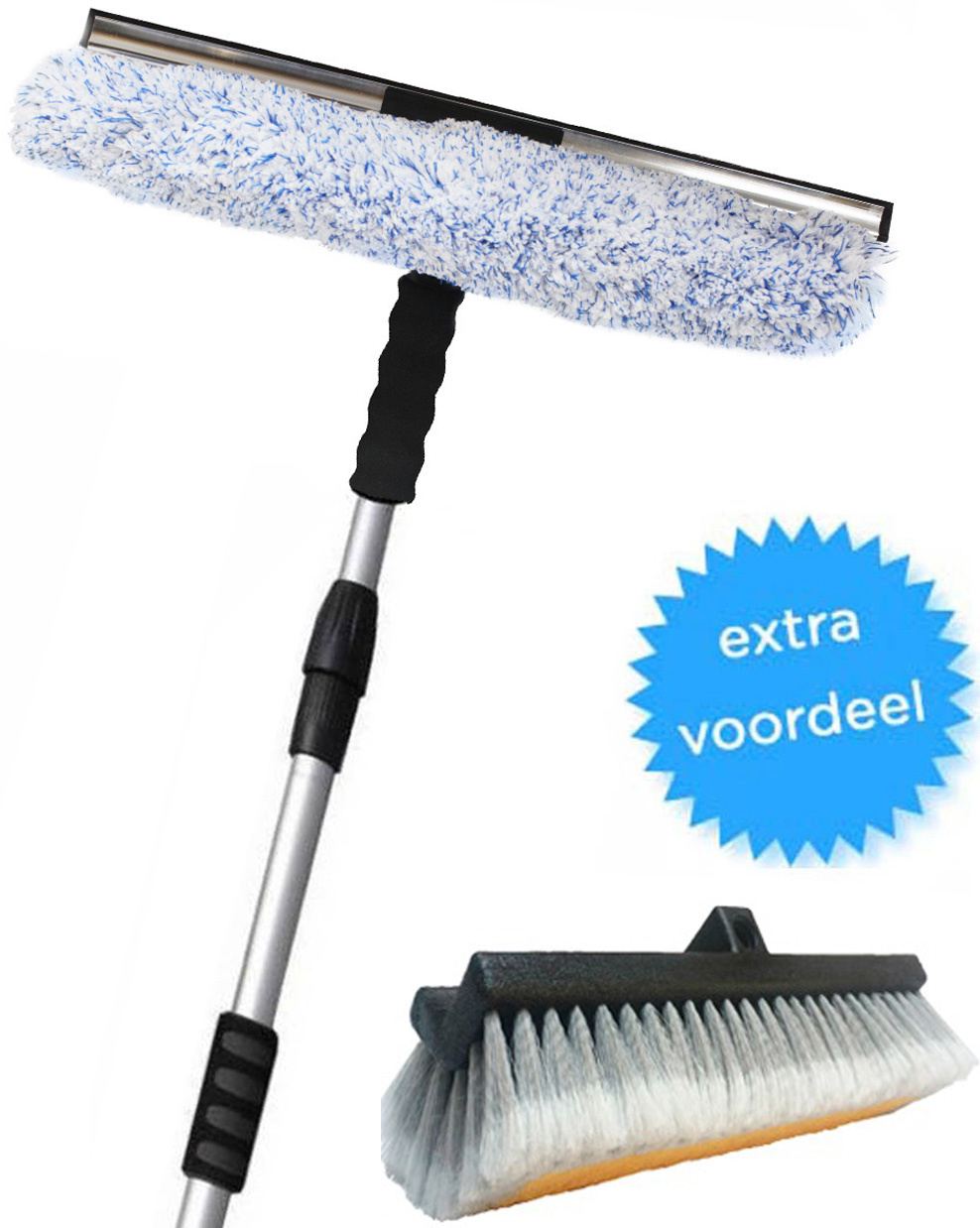 Waterdoorlatende Telescoopsteel  met Combi Raamwasser 40 cm.  + Extra gratis borstel