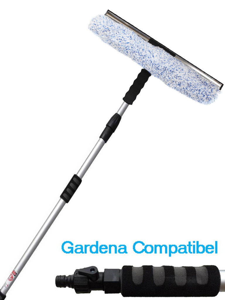Waterdoorlatende Telescoopsteel  met Combi Raamwasser 40 cm.  + Extra gratis borstel