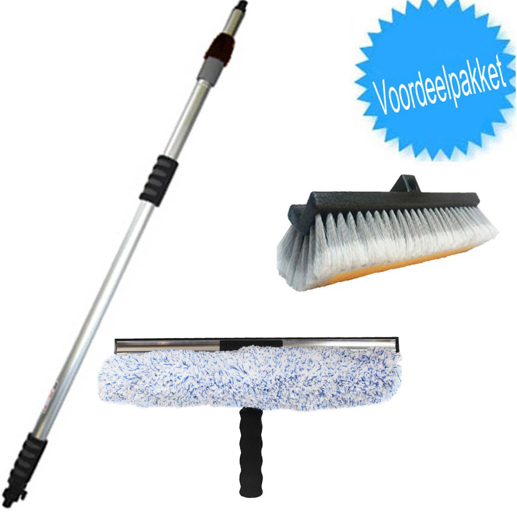 Waterdoorlatende Telescoopsteel  met Combi Raamwasser 40 cm.  + Extra gratis borstel