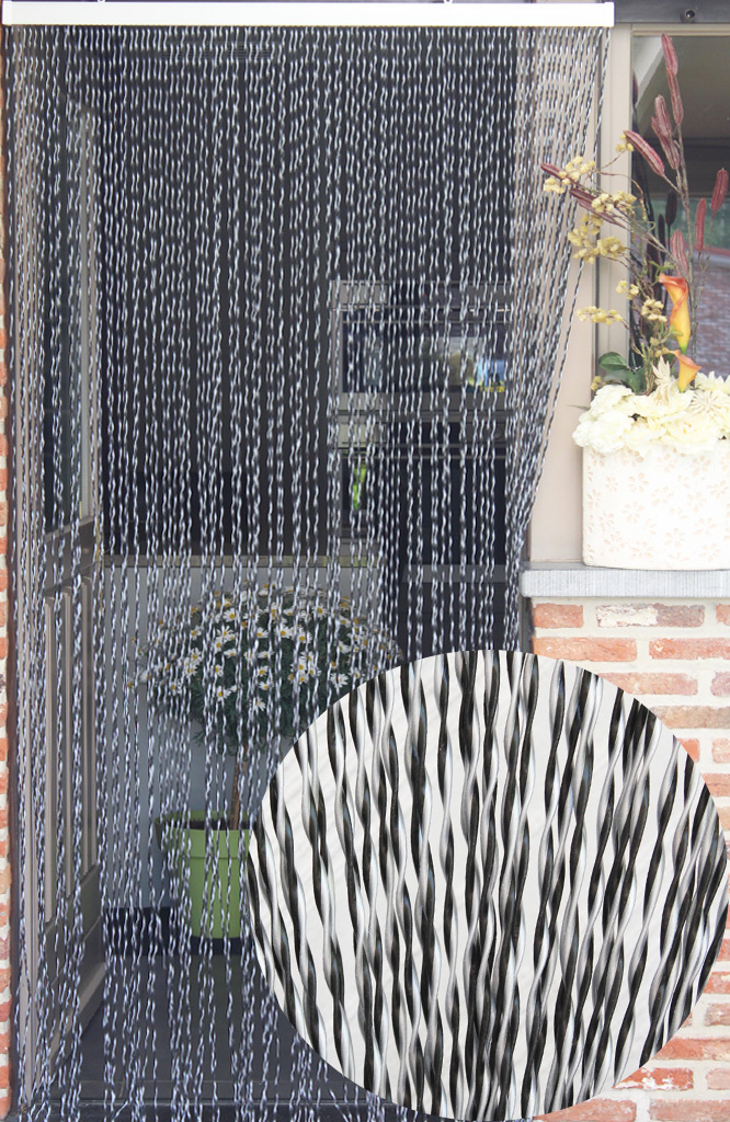 Vliegengordijn PVC "String"  Grijs - Zwart 100 x 220 cm