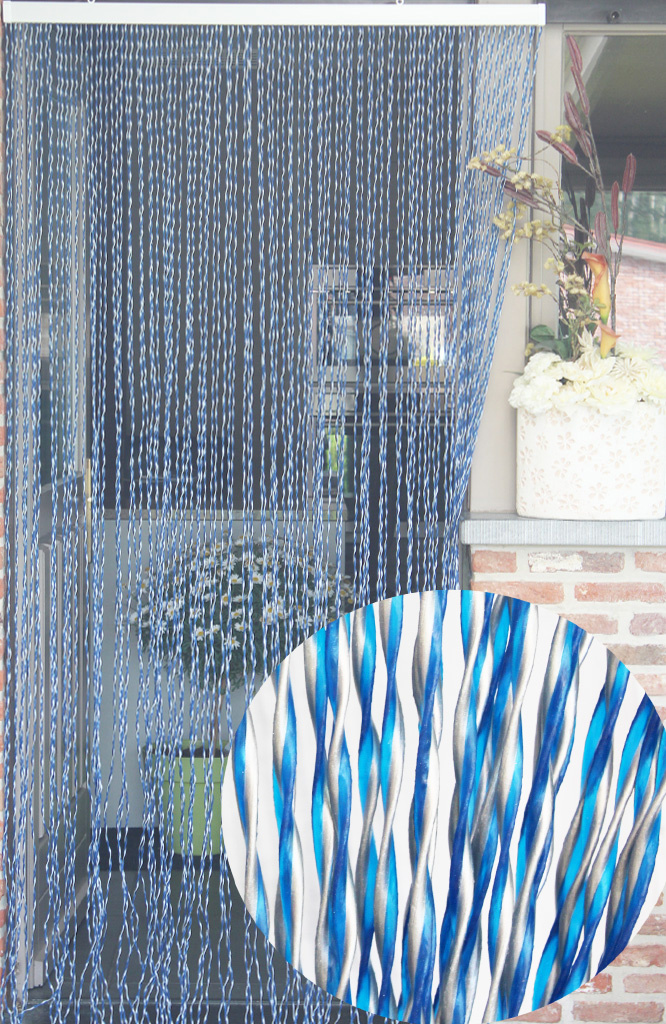 Vliegengordijn PVC "String"  Blauw - Grijs 100 x 220 cm