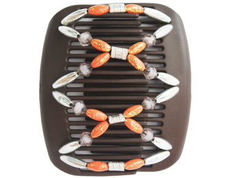 African Butterfly Hair Clips - Bruin / Oranje , Zilver