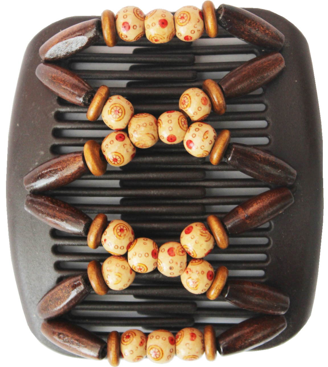 African Butterfly Hair Clips - Brown / Beige Pearls