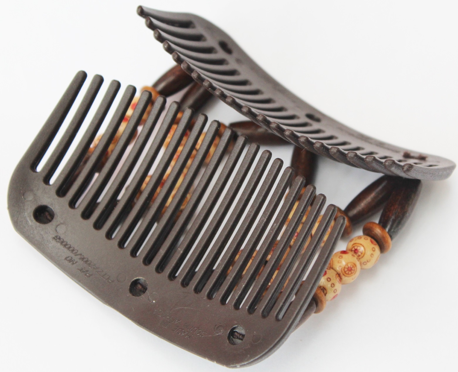 African Butterfly Hair Clips - Brown / Beige Pearls