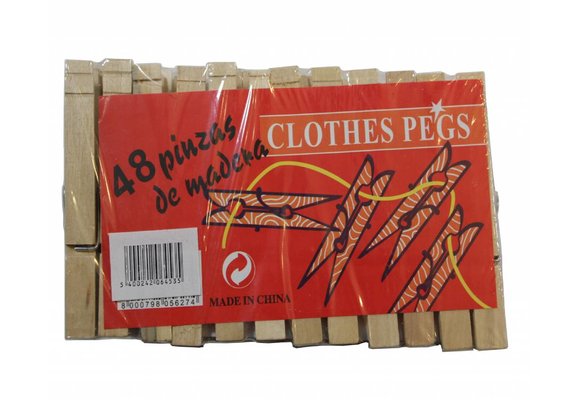 Wasknijpers / Wasspelden hout 48 stuks