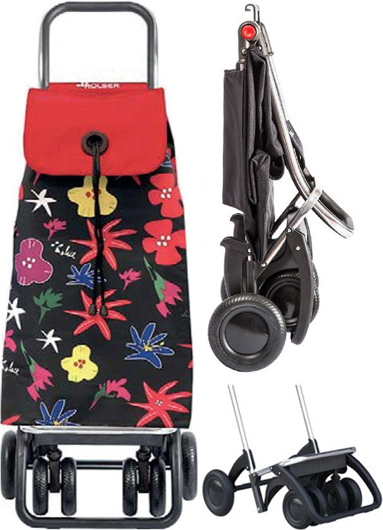 Boodschappenwagen roterende voorwielen Rood gebloemd  "I-MAX MF LOGIC TOUR ARAZZO"