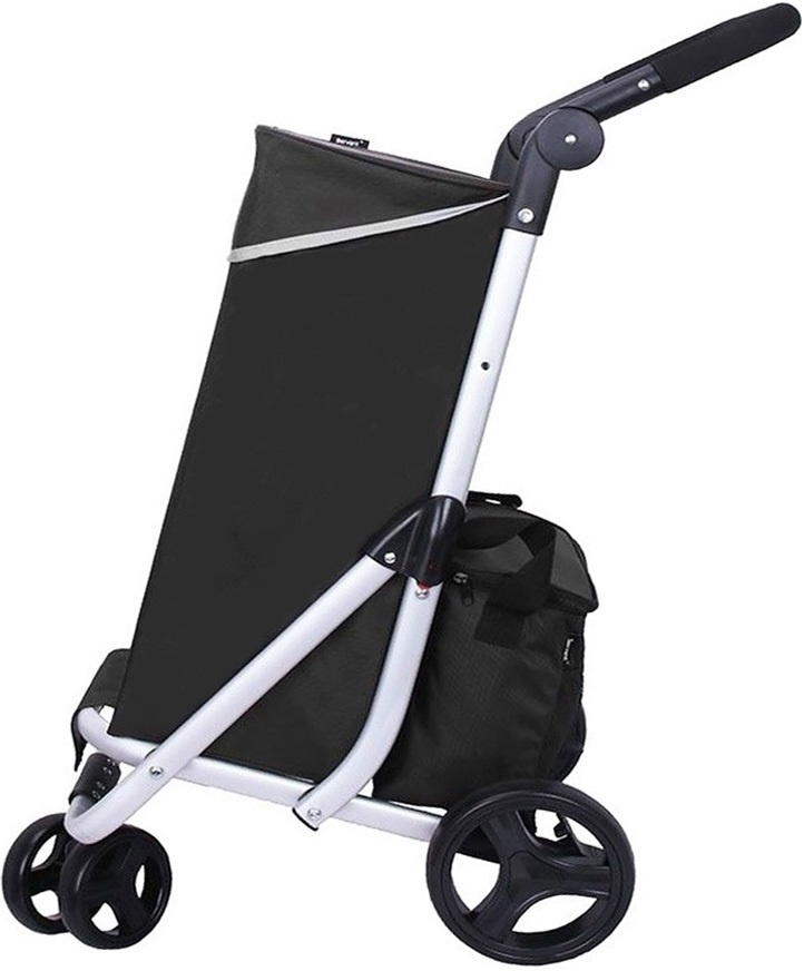 Boodschappentrolley Roterend voorwiel -  Zwart  "PUSH'N  GO"