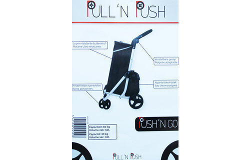 Boodschappentrolley Roterend voorwiel -  Zwart  "PUSH'N  GO"