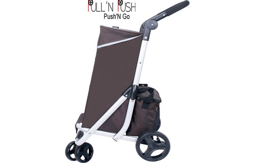 Boodschappentrolley Roterend voorwiel -  Bruin  "PUSH'N  GO"