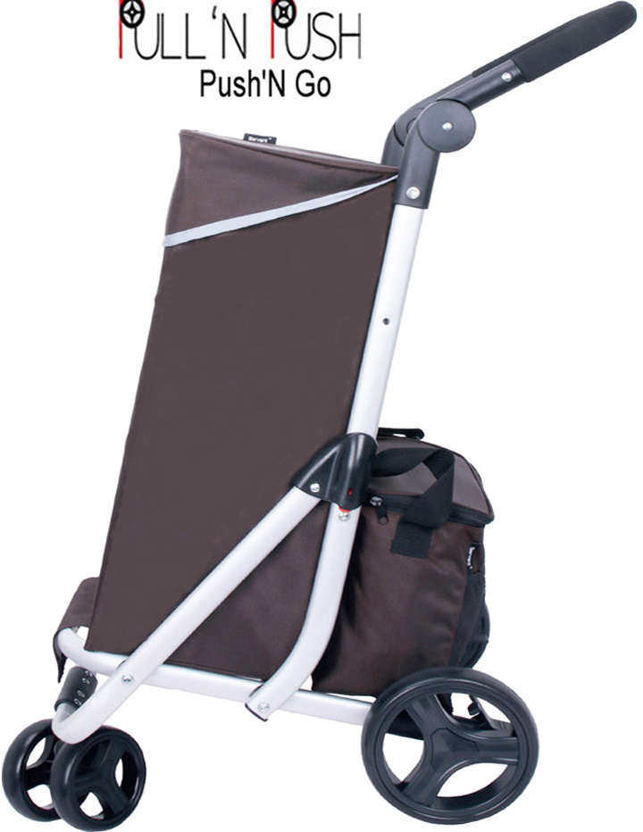Boodschappentrolley Roterend voorwiel -  Bruin  "PUSH'N  GO"
