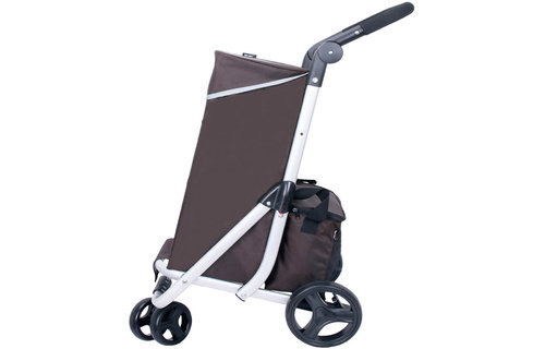 Boodschappentrolley Roterend voorwiel -  Bruin  "PUSH'N  GO"