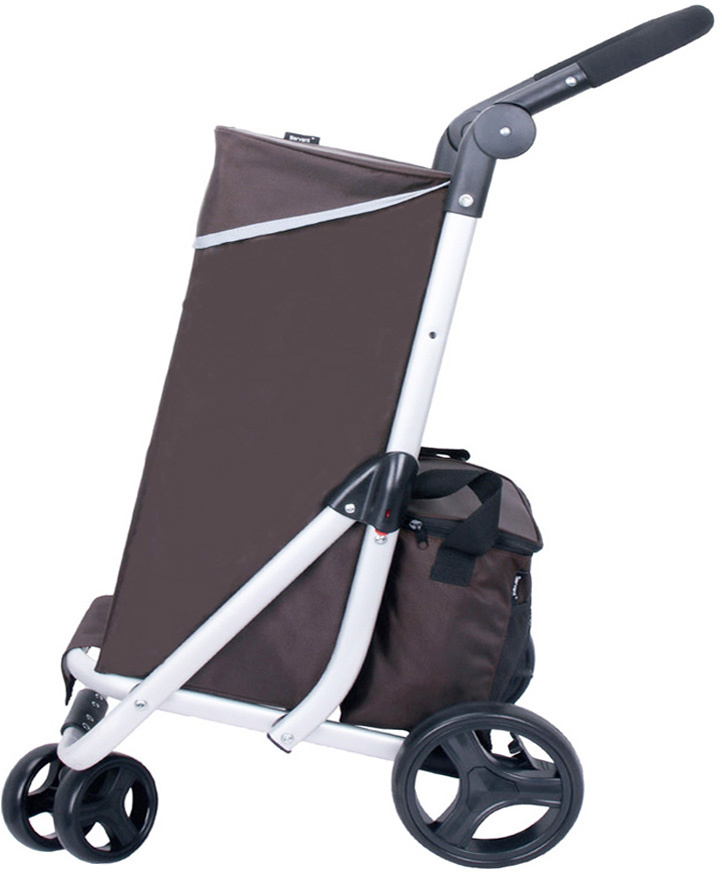 Boodschappentrolley Roterend voorwiel -  Bruin  "PUSH'N  GO"