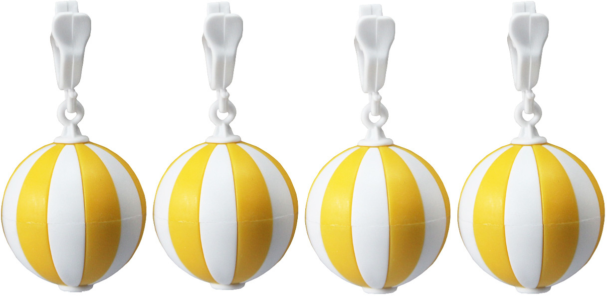 Tafelkleedgewichten Balletjes  Geel/Wit -  4 stuks