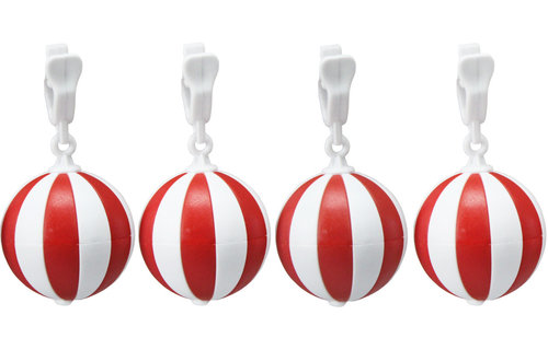 Tafelkleedgewichten Balletjes  Rood/Wit -  4 stuks