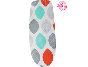 Strijkplankovertrek 140 x 50 cm  Wit / Groen -  oranje blad