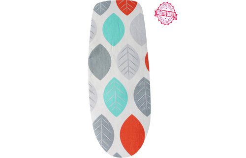 Strijkplankovertrek 140 x 50 cm  Wit / Groen -  oranje blad