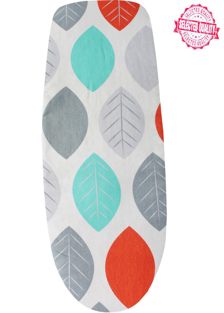 Strijkplankovertrek 140 x 50 cm  Wit / Groen -  oranje blad