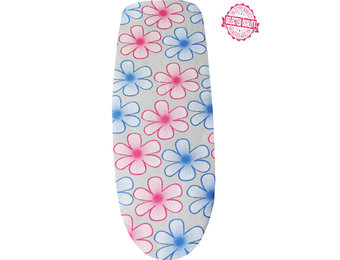 Strijkplankovertrek 140 x 50 cm  Grijs / roze- blauw  bloem