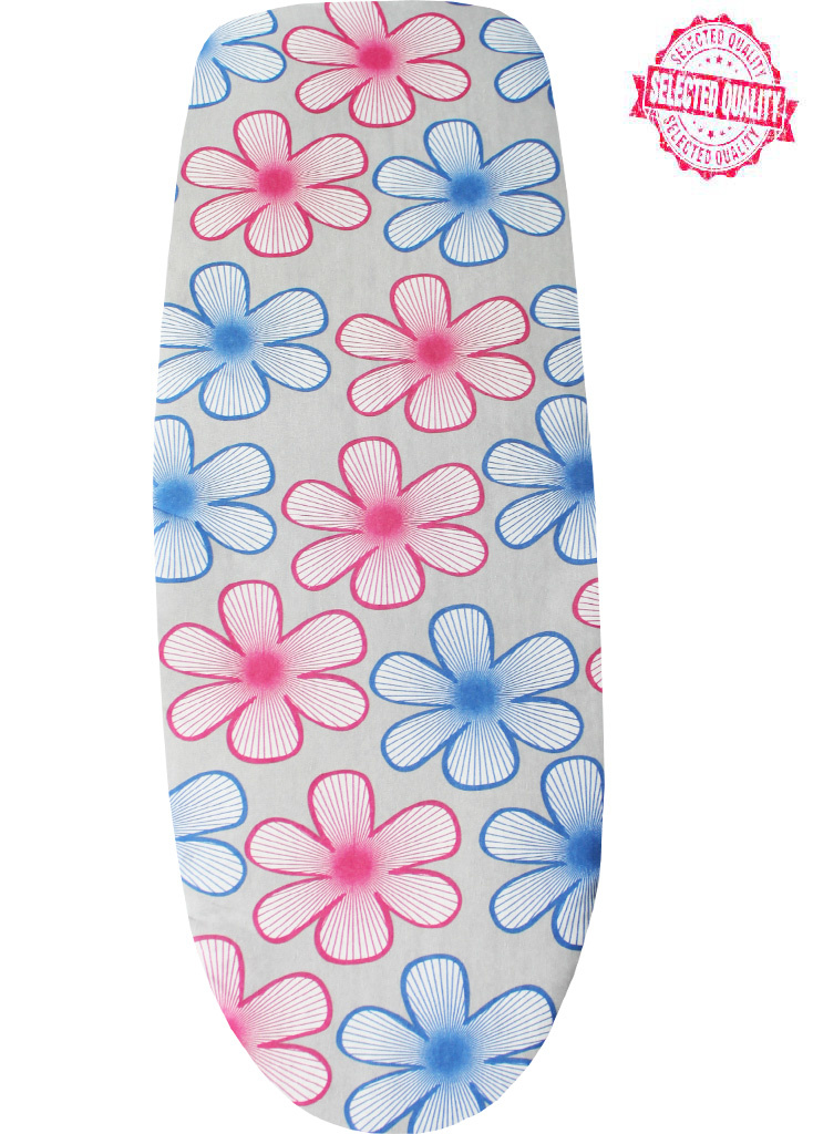 Strijkplankovertrek 140 x 50 cm  Grijs / roze- blauw  bloem