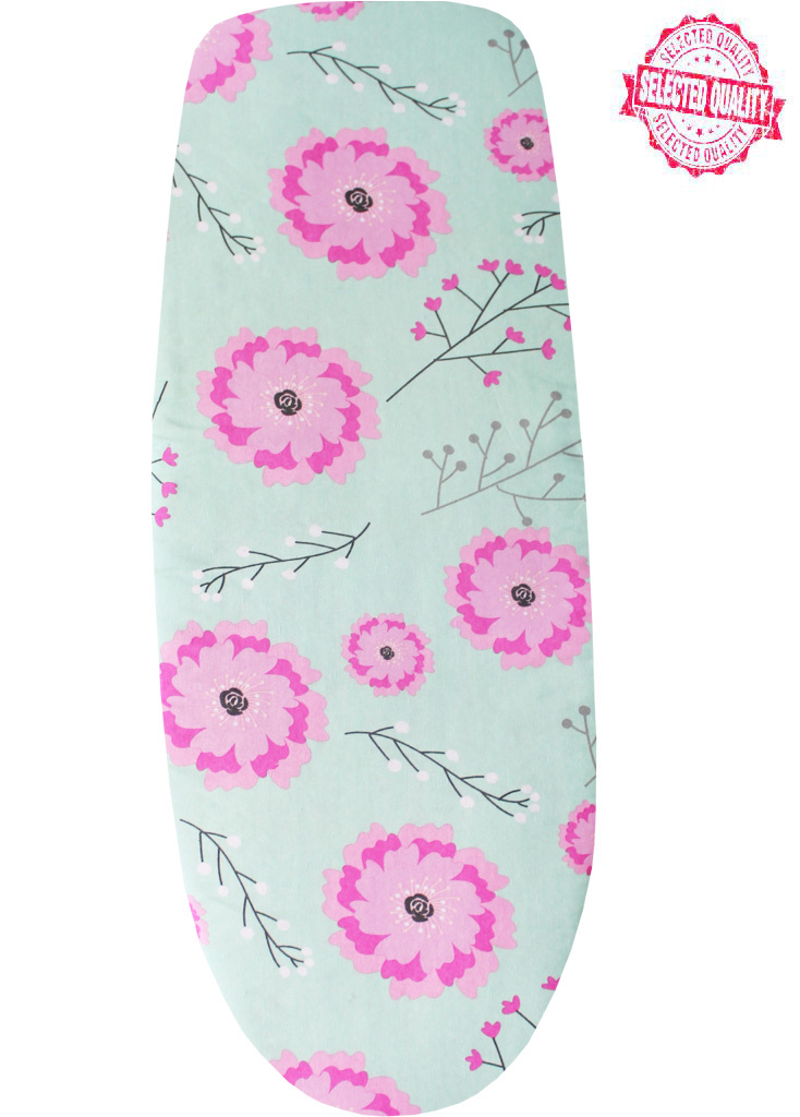 Strijkplankovertrek 140 x 50 cm Turquoise / roze bloem