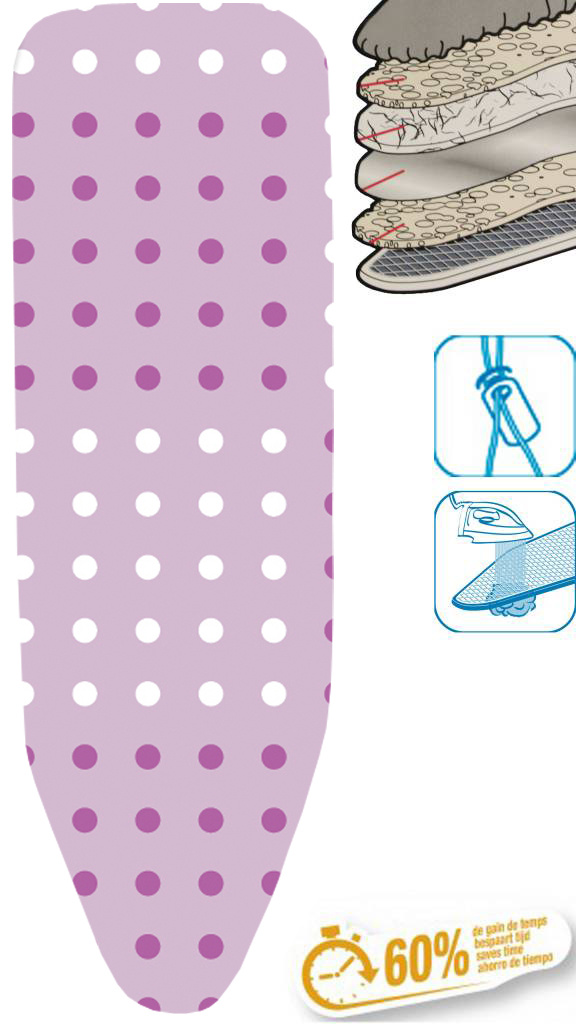 Strijkplankhoes 5 lagen maat C    "Dots pink"