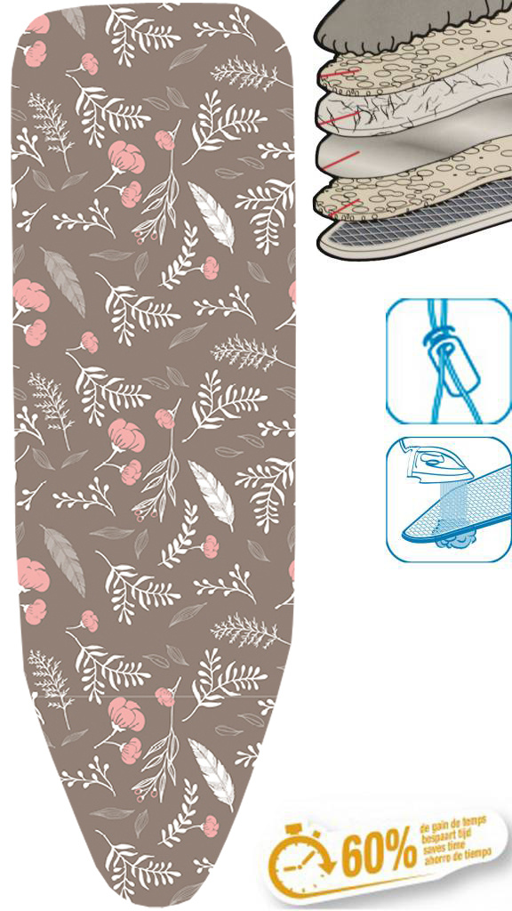 Strijkplankhoes 5 lagen maat C    "Taupe Autumn Leaves"