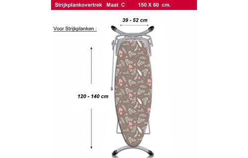 Strijkplankhoes 5 lagen maat C    "Taupe Autumn Leaves" Strijkplankhoes 5 lagen maat C    "Taupe Autumn Leaves"