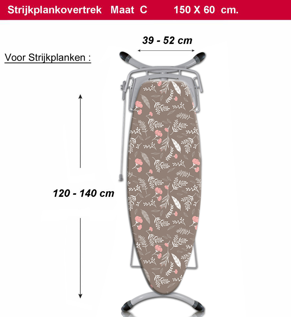 Strijkplankhoes 5 lagen maat C    "Taupe Autumn Leaves" Strijkplankhoes 5 lagen maat C    "Taupe Autumn Leaves"