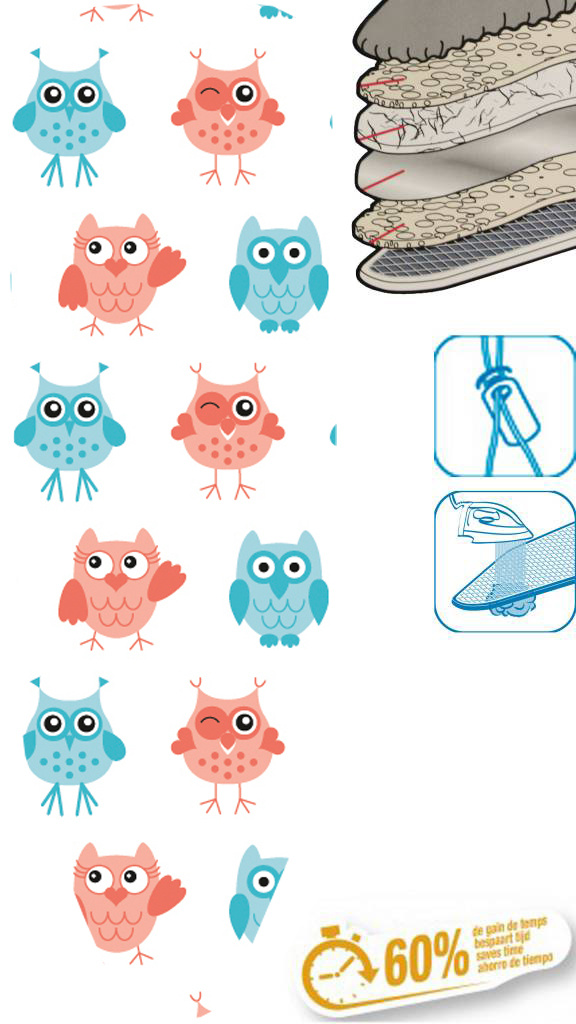 Strijkplankhoes 5 lagen maat C    "Sweet Owls"