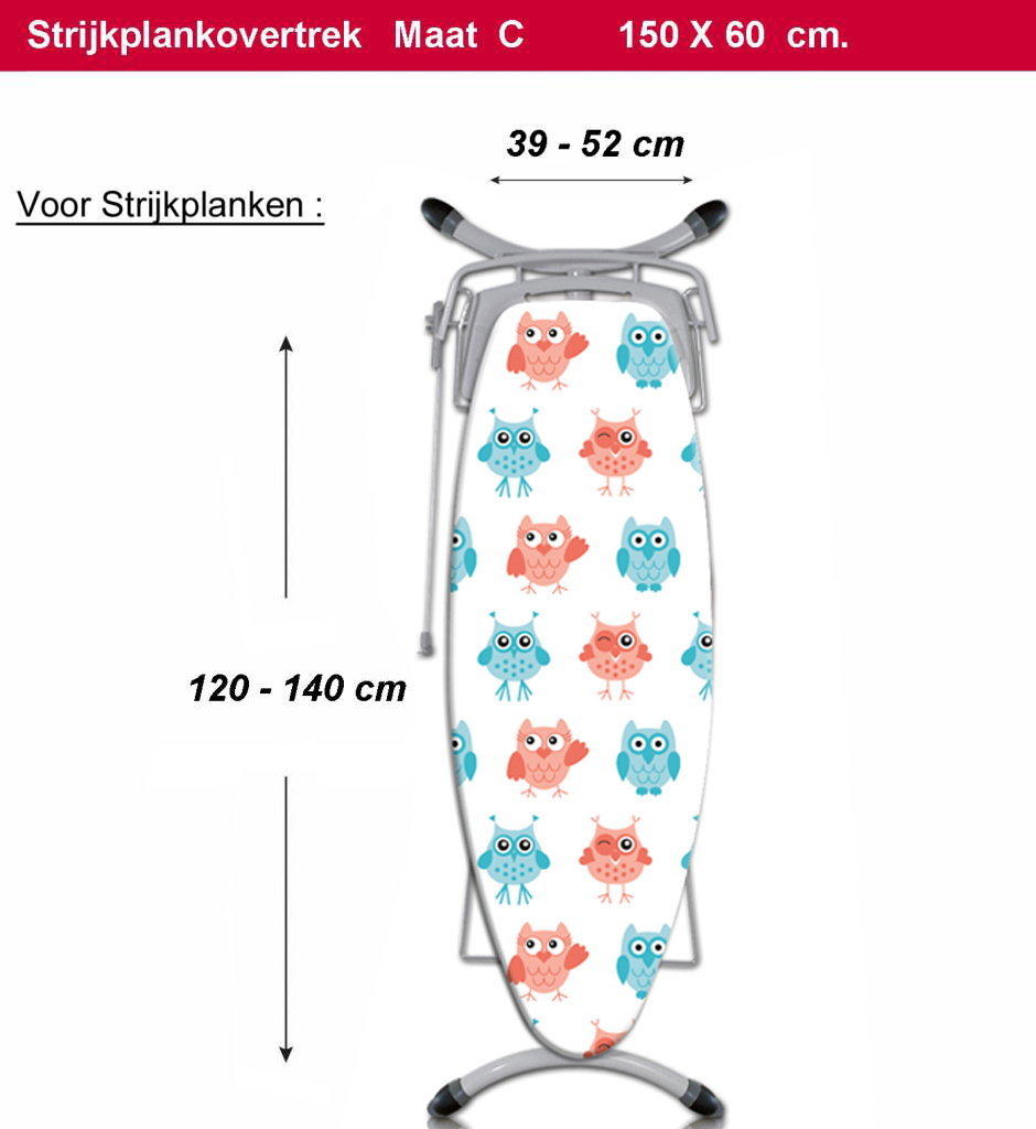 Strijkplankhoes 5 lagen maat C    "Sweet Owls"