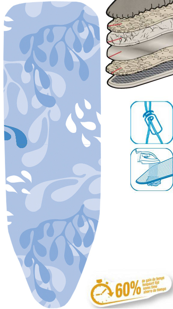 Strijkplankhoes 5 lagen maat C    "Blue Sea Plants"