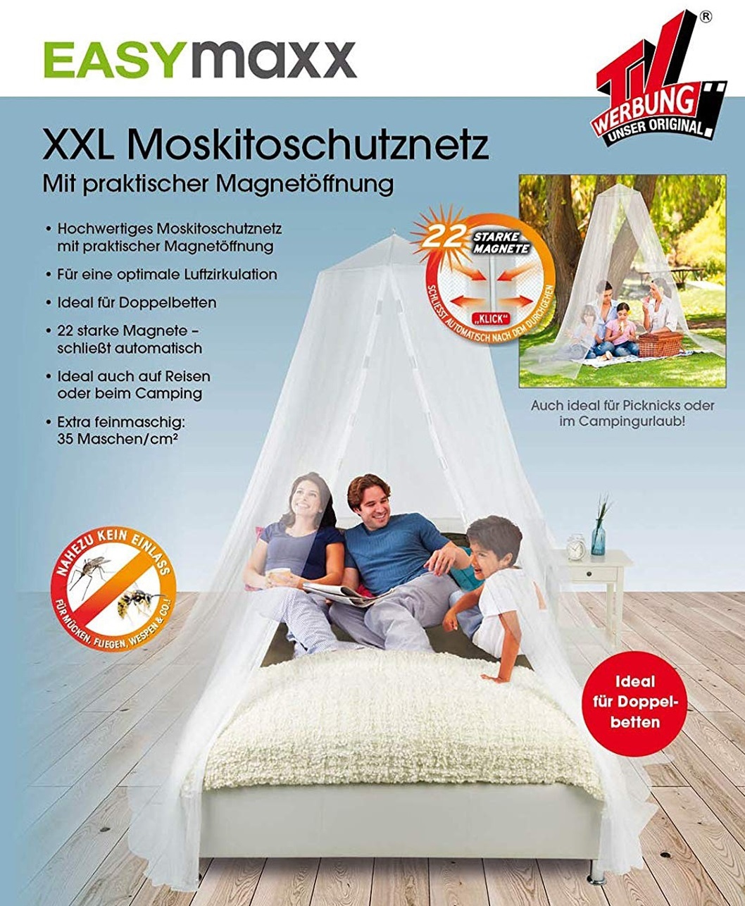 Mosquito Insectennet  2 Pers.  met magneten  "Easymaxx"
