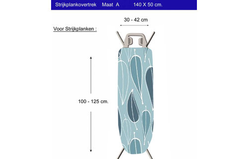 Strijkplankhoes 2 laags met elastiek A -  blue / leave
