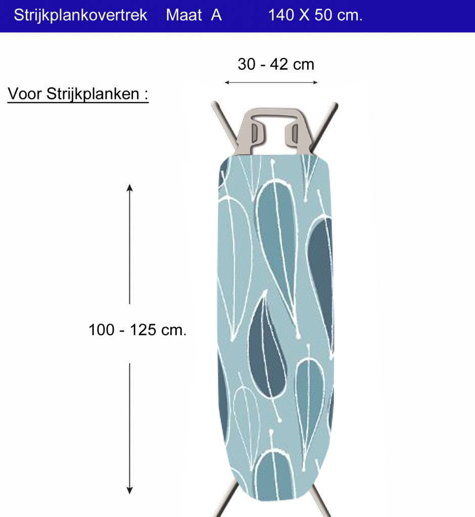 Strijkplankhoes 2 laags met elastiek A -  blue / leave