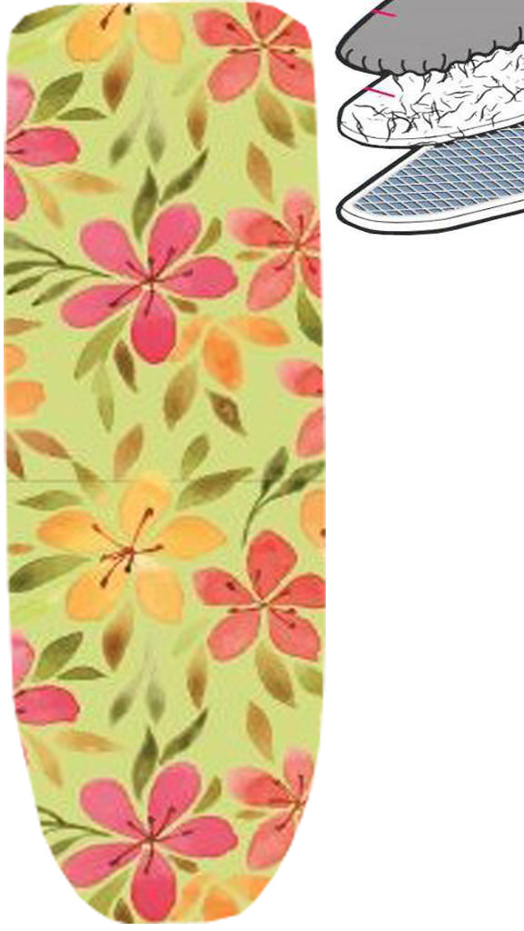 Strijkplankhoes 2 laags met elastiek A -  Flowers