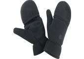 Fleece handschoenen zonder vingers met flap - Zwart
