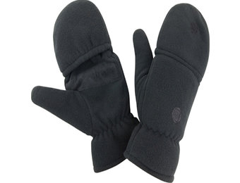 Fleece handschoenen zonder vingers met flap - Zwart