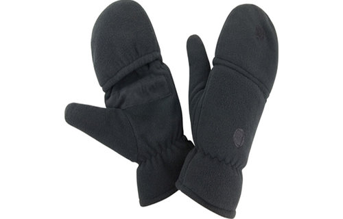 Fleece handschoenen zonder vingers met flap - Zwart
