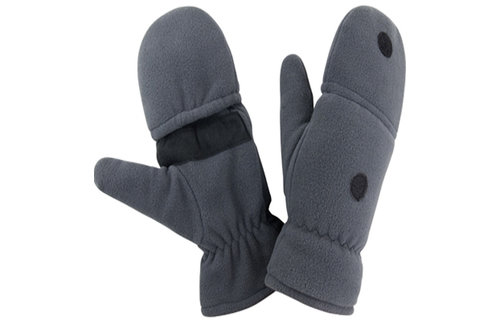 Fleece handschoenen zonder vingers met flap - Grijs