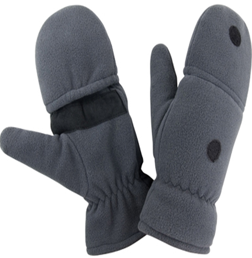 Fleece handschoenen zonder vingers met flap - Grijs