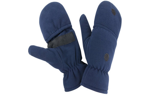 Fleece handschoenen zonder vingers met flap - Blauw