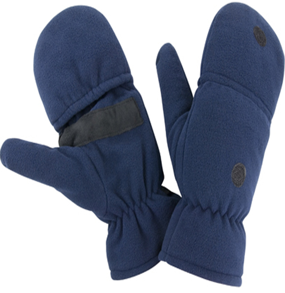 Fleece handschoenen zonder vingers met flap - Blauw
