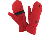 Fleece handschoenen zonder vingers met flap - Rood